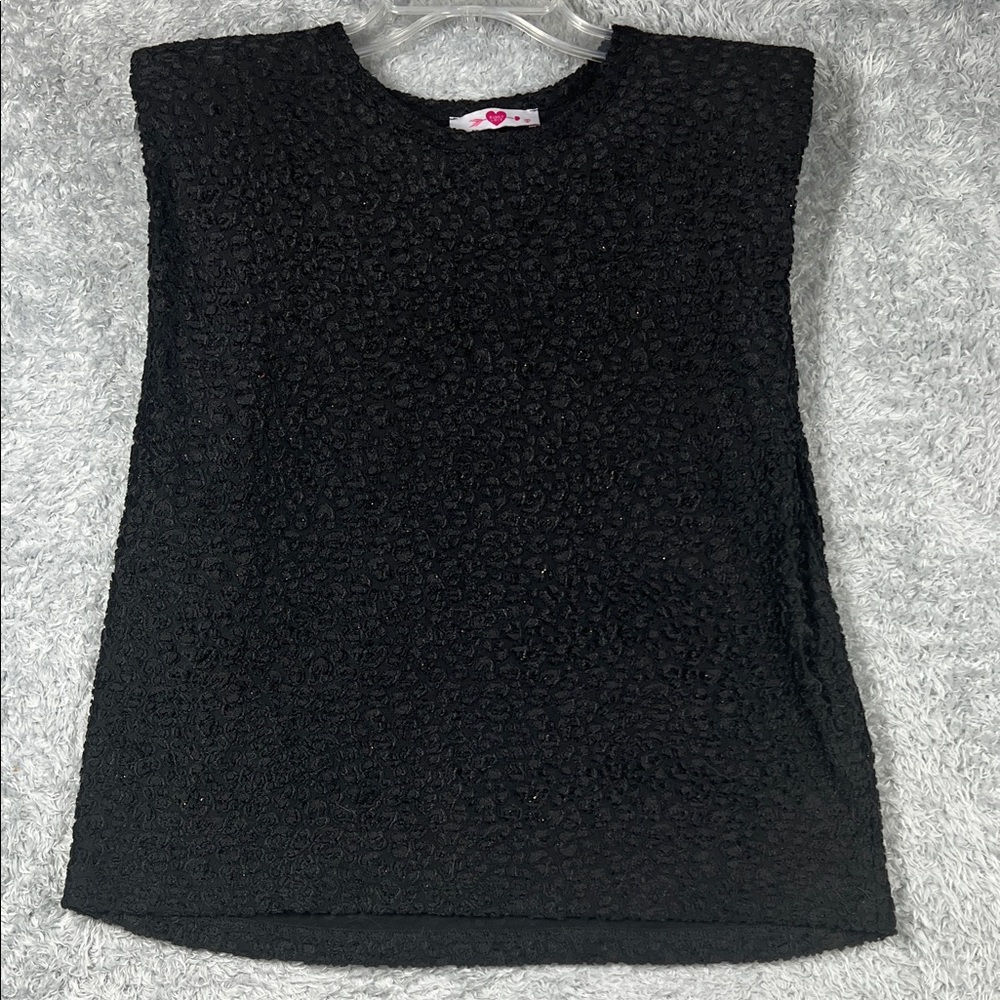 Love Tree Black Textured Tank Top